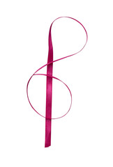 Treble clef made from pink ribbon