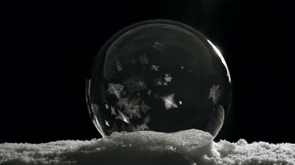 Freezing Ice ball with snow flakes flower - Powered by Adobe