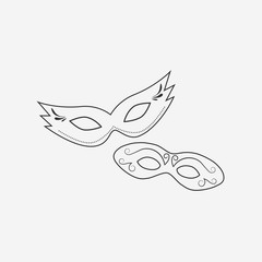 Carnival masks flat black outline design icon