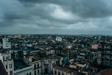 beautiful skyline view of Havana, Cuba, in stormy weather