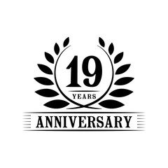 19 years anniversary logo template. 