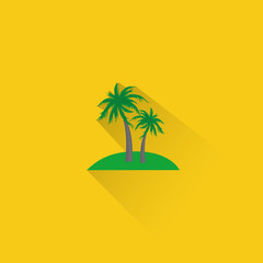 Simple Palm Trees Icon On Orange Background, Vector, Illustration, Eps File