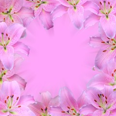 Fototapeta na wymiar blurred background with lily frame
