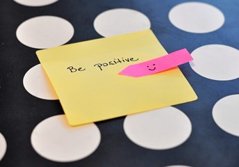 colorful positive thought, be positive, motivation, sticky note and smile