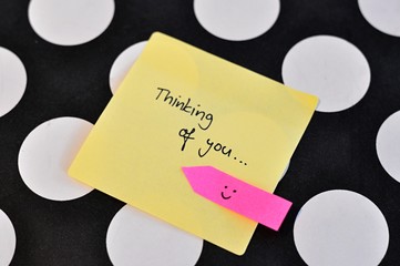 thinking of you message on colorful stickers, love letter, emoticon smile