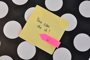 you can do it motivation quote on coloruf stickers with smile smoticon