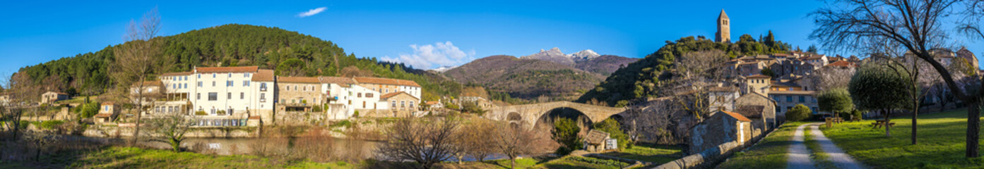 Fototapeta na wymiar Panorama du Village d'Olargues dans l'Hérault, Occitanie en France