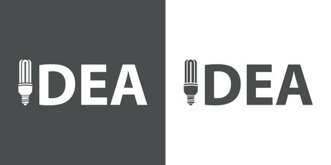 Logotipo IDEA con bombilla bajo consumo gris y blanco