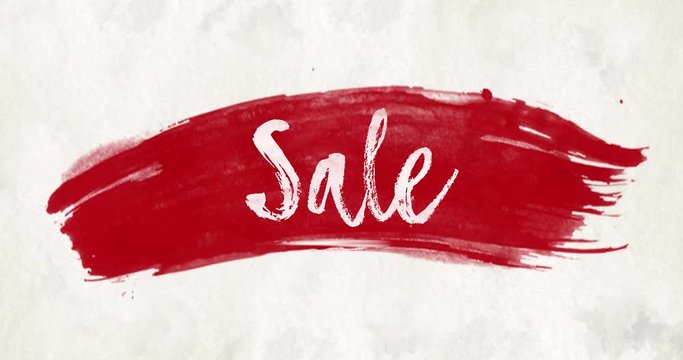 Ink wash watercolor brush stroke texture background slogan text Sale