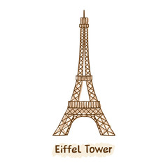 Hand drawn Eiffel Tower vector illustration
