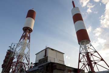 Telecommunication station on top of the highest mountain in Navacerrada, Spain.