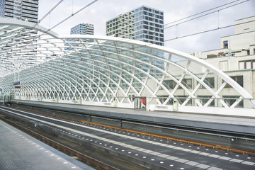 Detail of metro station platform in the Hague, Netherlands.