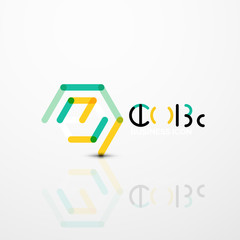 Cube idea concept logo, line