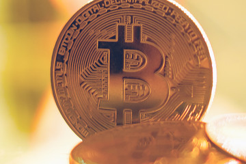 Bitcoin gold background, lights