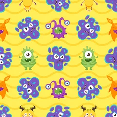 Fotobehang seamless pattern with colorful bacteria © thruer
