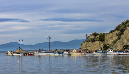 Fishing boats moored at the dock