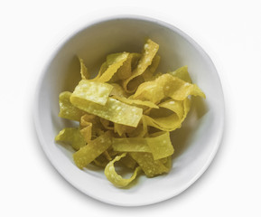 Crispy fried wonton isolate on white background with clipping path.