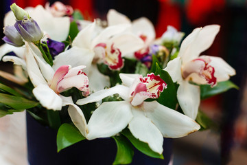 wedding flower bouquet with white orchids