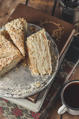 cake - Napoleon (cake with white cream is layered) 