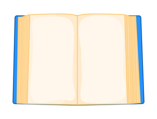 blue cartoon open book isolated on white background