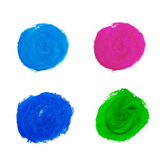 Watercolor colorful stains. Watercolor hand painted circles collection isolated on white background.