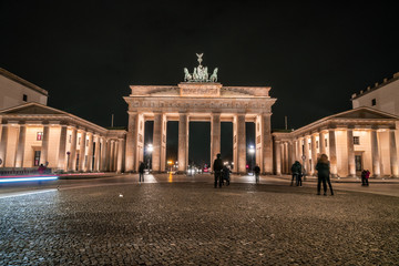 the Brandenburger Gate in Berlin by night
