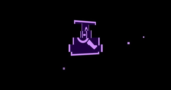 Sliced rotation flip icon logo animated motion graphic zoom out magnifier. Object isolated in PNG format with alpha transparency channel background
