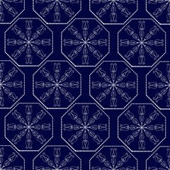 seamless floral pattern of geometric white shapes