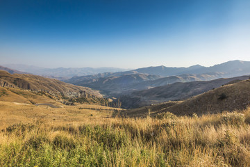 Fototapeta na wymiar View of the mountains in the area of the Vardenyats pass, Armenia.