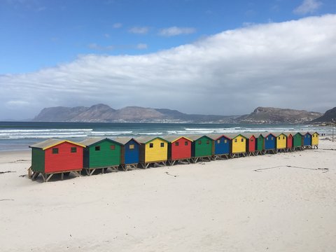 Muizenberg, Kapstadt, Strandhütte, Haus, Bunt, Strand, Beach, Sand, Sommer, Urlaub