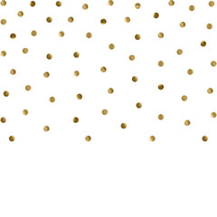 Trendy gold glitter beautiful fashion background polka dot vector illustration. Metallic golden dots confetti objects. Beautiful luxury frame.