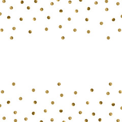 Trendy gold glitter beautiful fashion background polka dot vector illustration. Metallic golden dots confetti objects. Beautiful luxury frame.