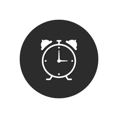 Alarm clock round icon. Wake up alarm button. Vector