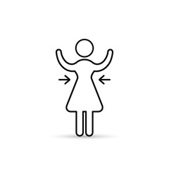 Weight loss icon, woman's waist outline vector sign isolated on white. Vector illustration