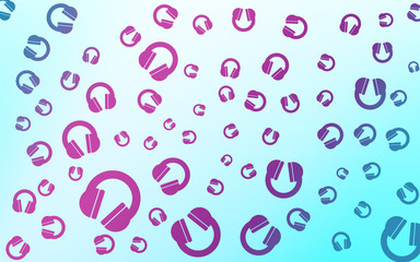 Abstract background with scattered icons of headphones.
