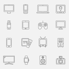 Set of thin line devices icons