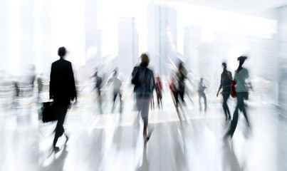 group of people in the lobby business center