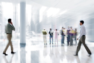 group of people in the lobby business center