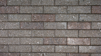 Urban gray brick patio dampened by rain for background element, texture or web banner