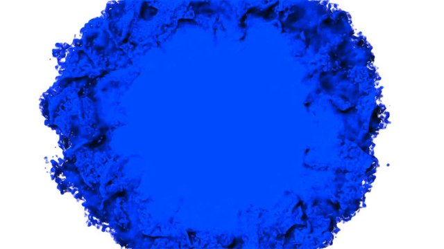 Timelapse of blue paint cloud expanding