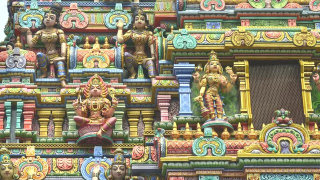 pan of carvings at the hindu sri maha mariamman temple on silom road in bangkok, thailand