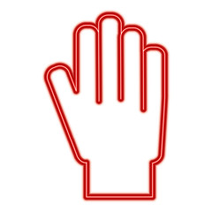 hand showing five finger palm stop vector illustration red line design