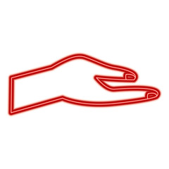 human hand help support gesture vector illustration red line design