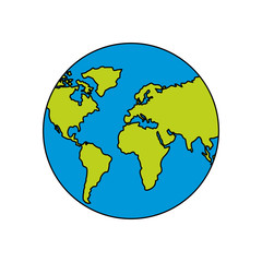 earth planet world globe map icon vector illustration