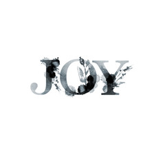 Joy - floral artistic lettering word. Modern alphabet greeting card. Watercolor Illustration....