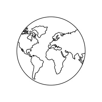 earth planet world globe map icon vector illustration outline design