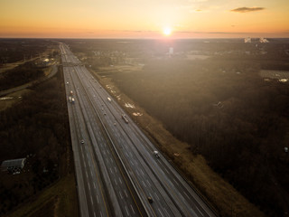 Aerial of New Jersey Roads Traffic 