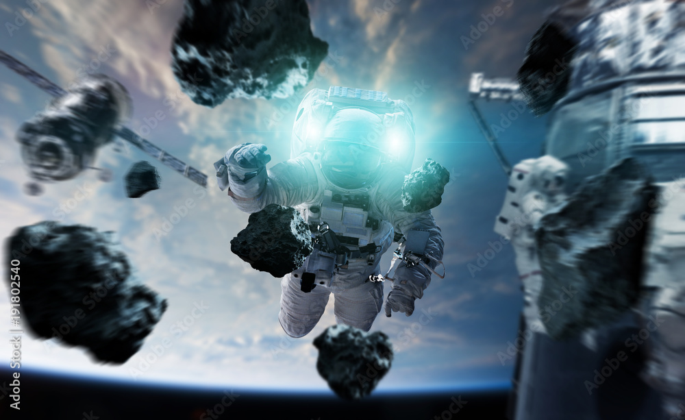 Wall mural astronaut working on a space station 3d rendering elements of this image furnished by nasa