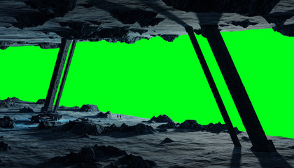 Astronauts exploring an asteroid spaceship 3D rendering elements of this image furnished by NASA