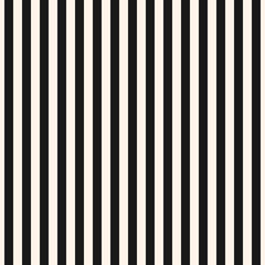 Vertical stripes vector seamless pattern. Symmetric straight lines texture. Modern abstract geometric striped background. Simple monochrome black & white illustration. Repeat design for decor, prints